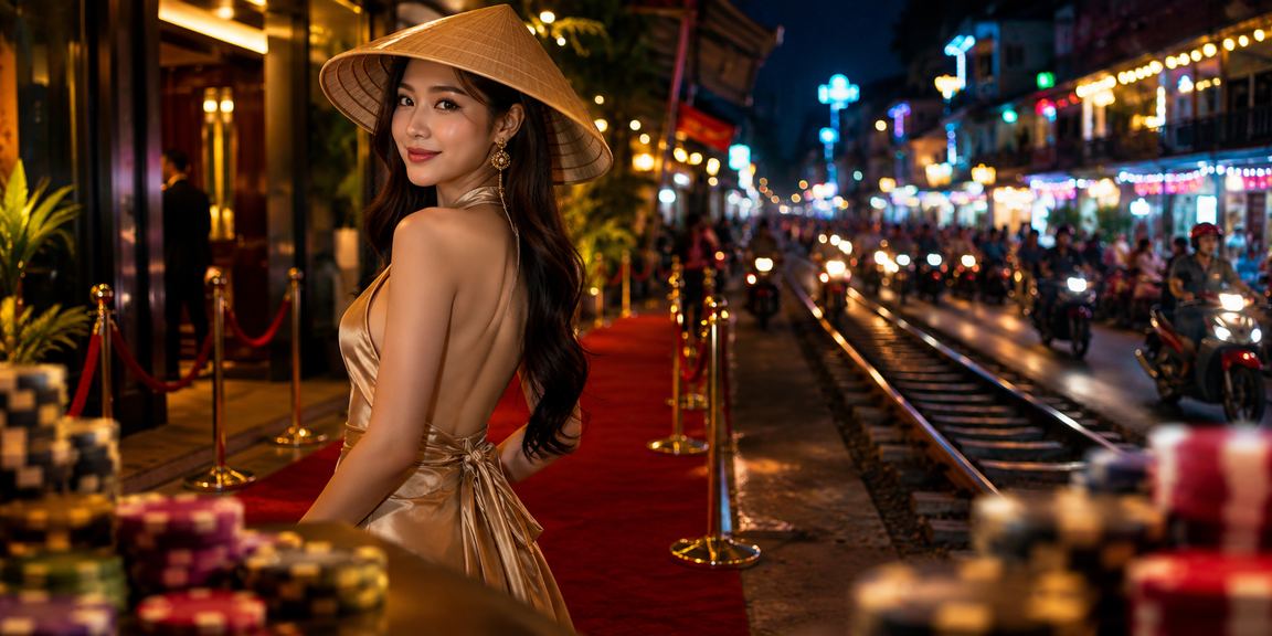Người chơi game bắn cá tại Hà Nội đội nón lá kiểm tra số dư tài khoản và thanh toán